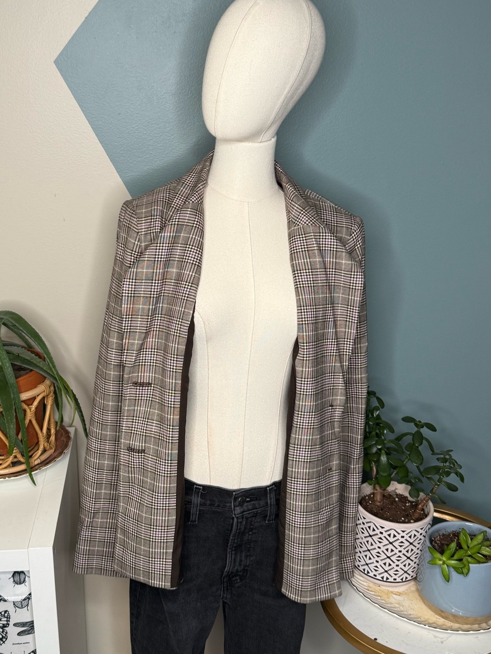 Halogen Prince of Wales Plaid Tailored Blazer Office Heritage Equestrian Size 6 - Picture 3 of 13